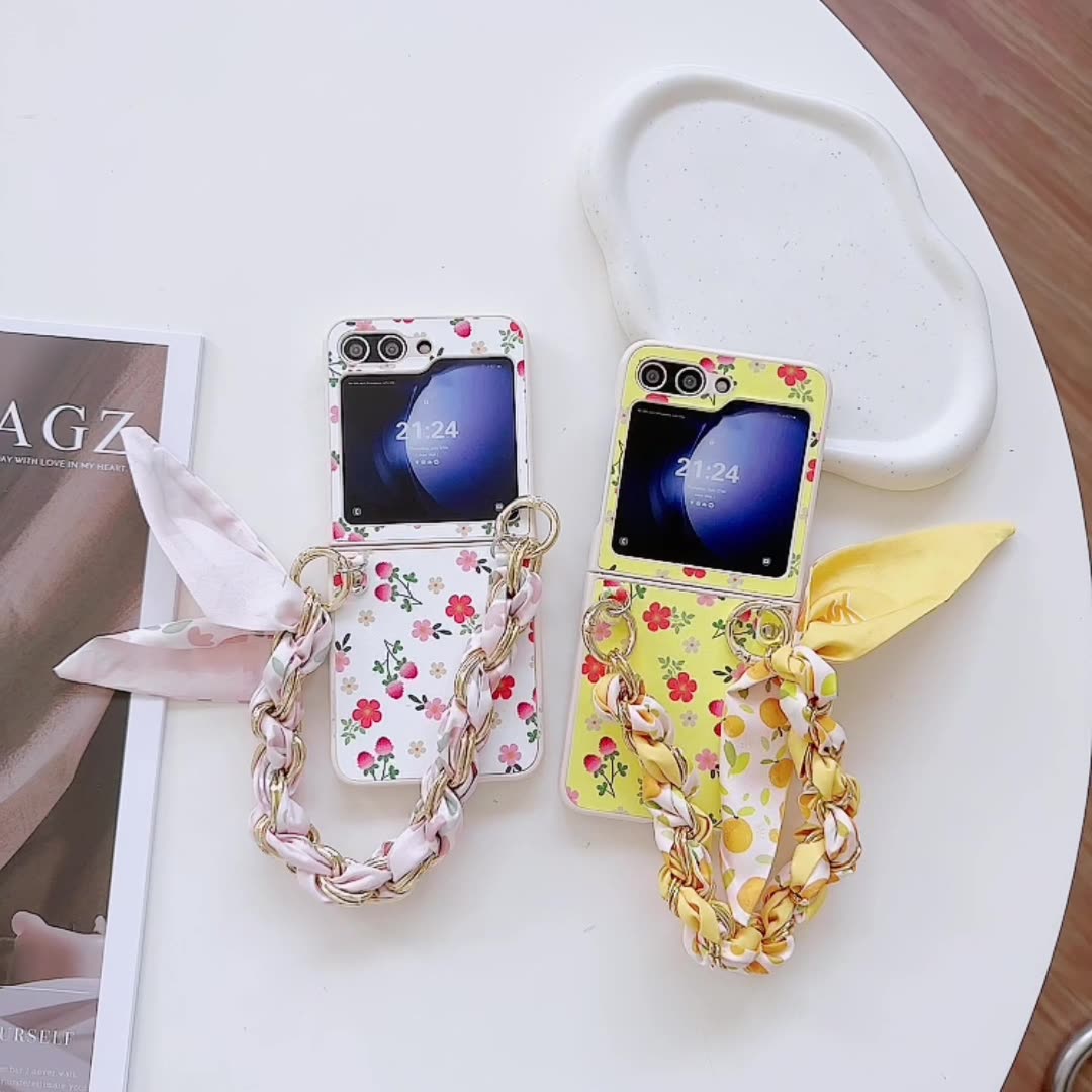 Korean style floral scarf Samsung Z Flip phone case