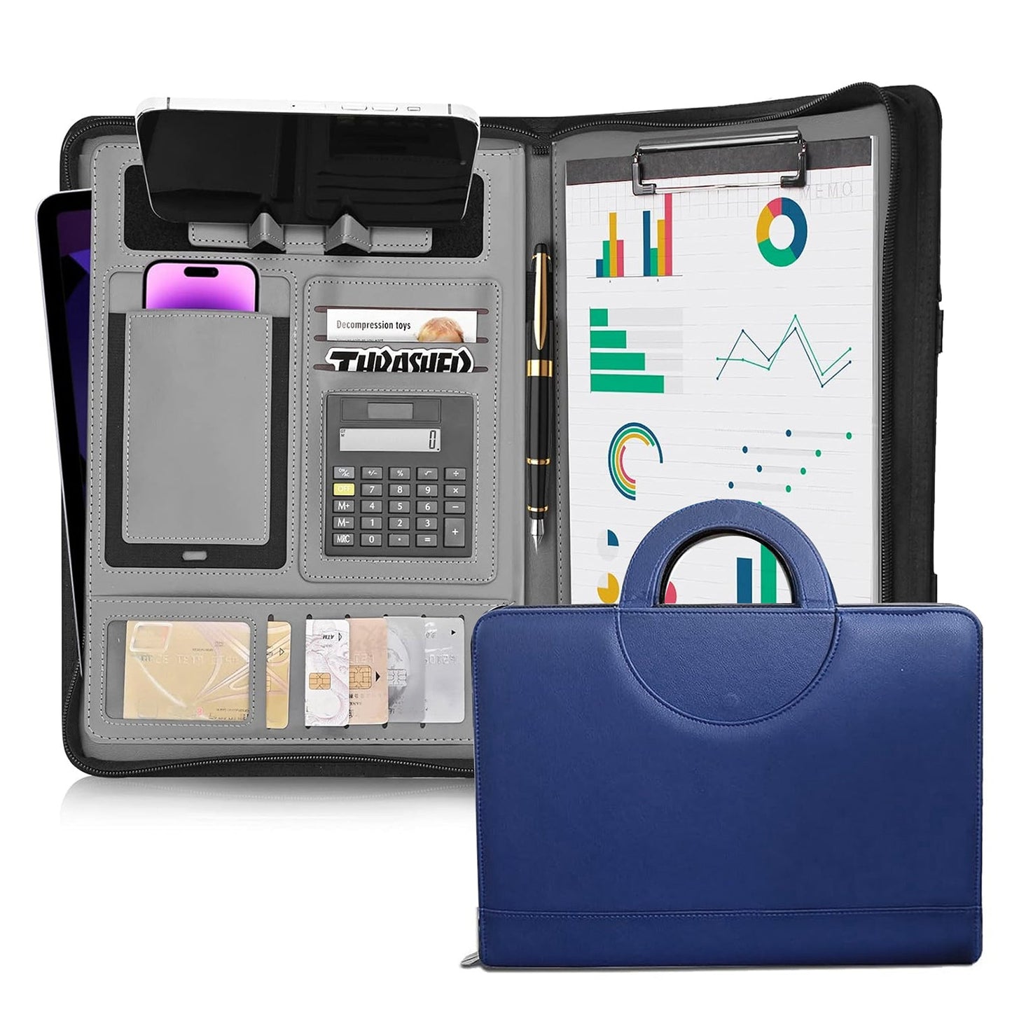 ExecutivePro Leather Portfolio with Notepad