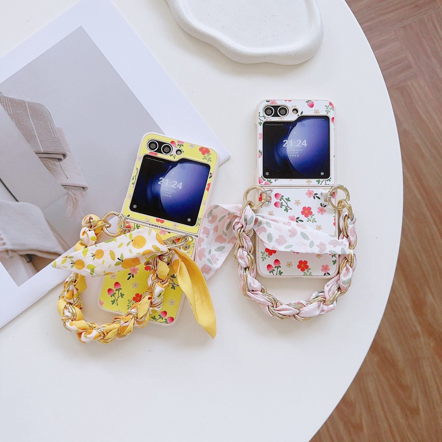 Korean style floral scarf Samsung Z Flip phone case