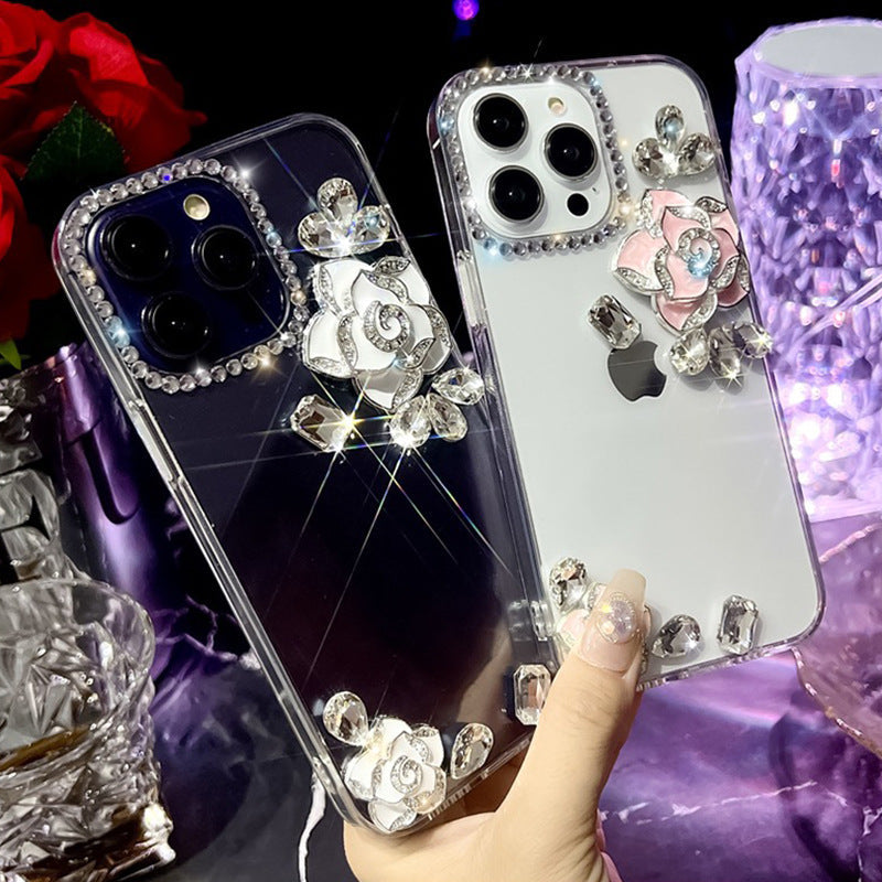 Apple ins transparent rose three-dimensional mobile phone case