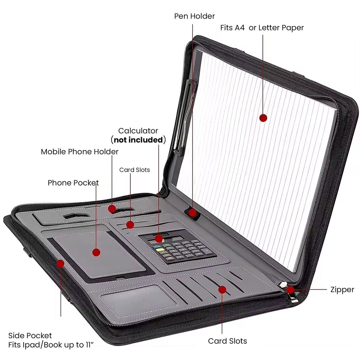 ExecutivePro Leather Portfolio with Notepad
