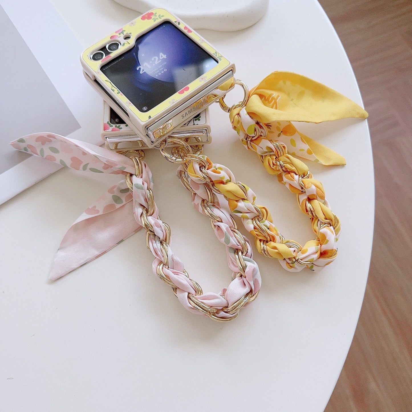 Korean style floral scarf Samsung Z Flip phone case