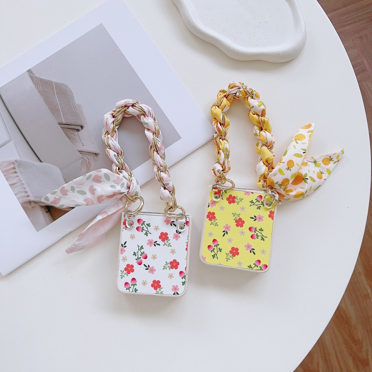 Korean style floral scarf Samsung Z Flip phone case