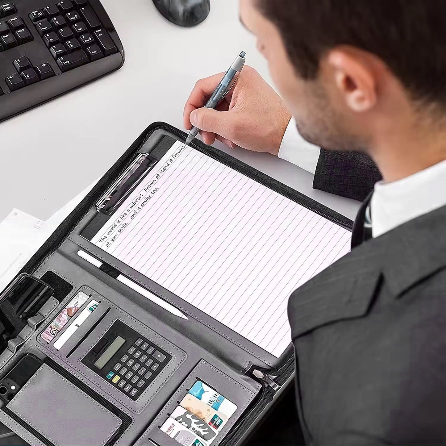 ExecutivePro Leather Portfolio with Notepad