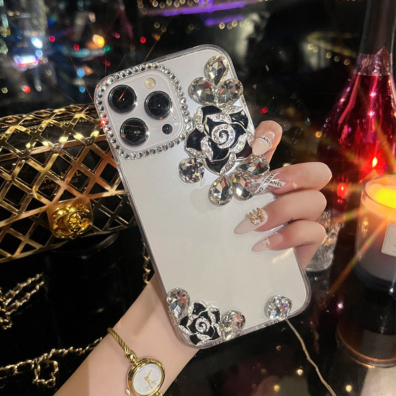 Apple ins transparent rose three-dimensional mobile phone case