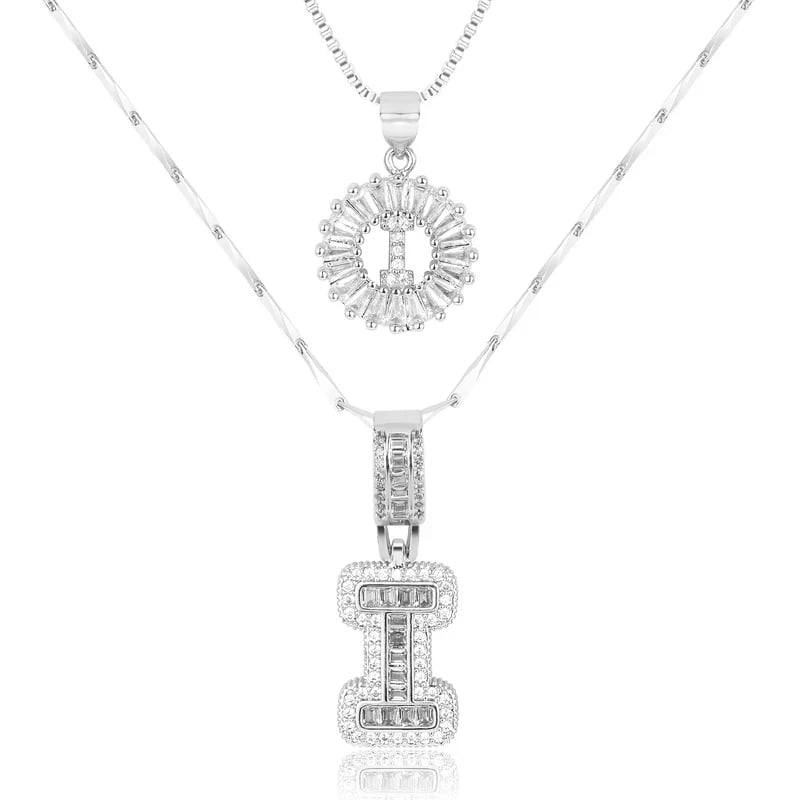 2 Pack - Initial Letter Pendant Necklaces