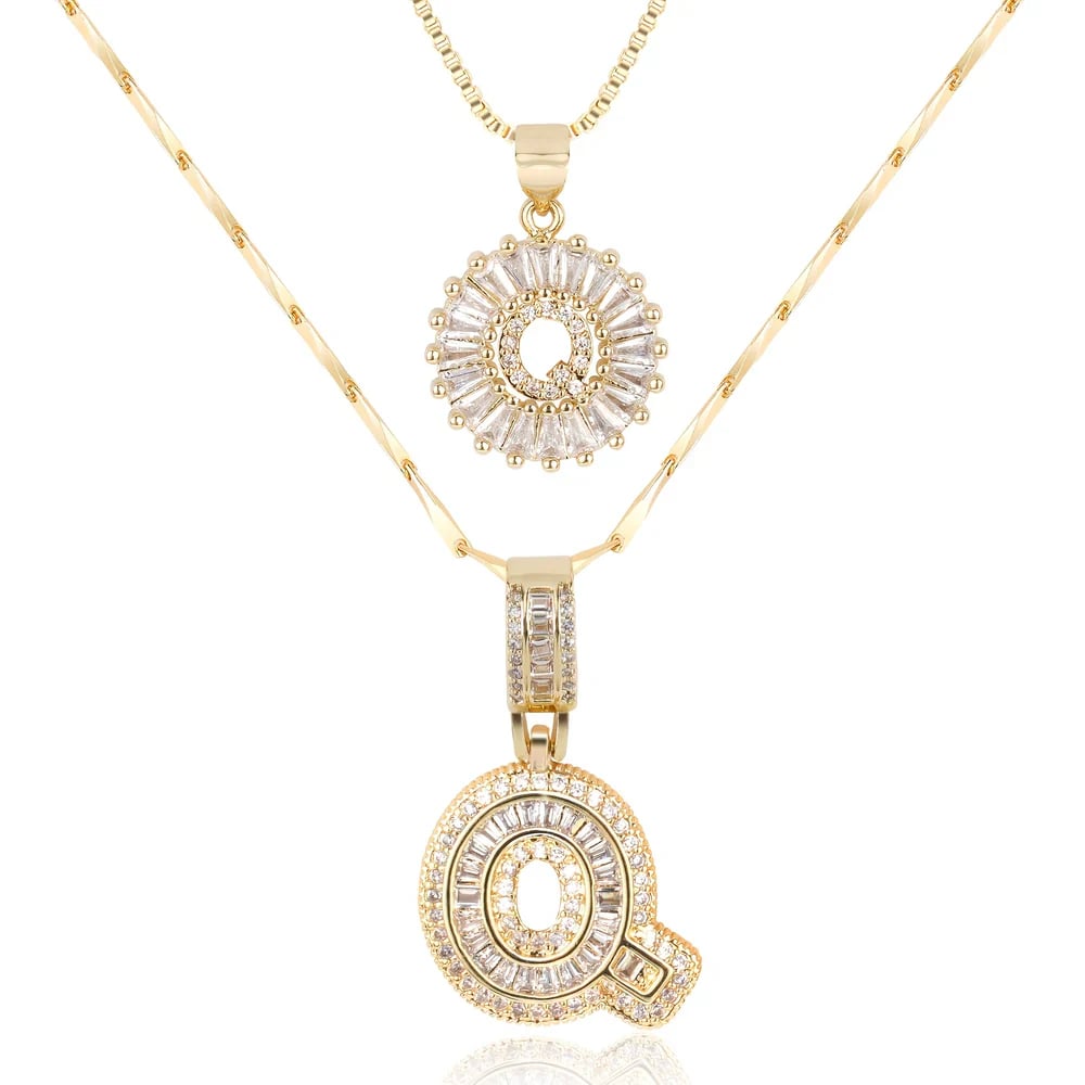 2 Pack - Initial Letter Pendant Necklaces