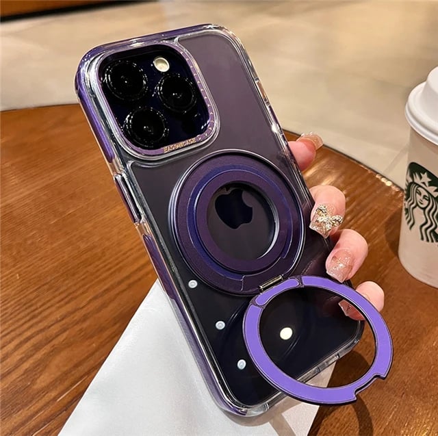 Luxury Magsafe Magnetic Transparent 360°Rotating Holder Stand Phone Case