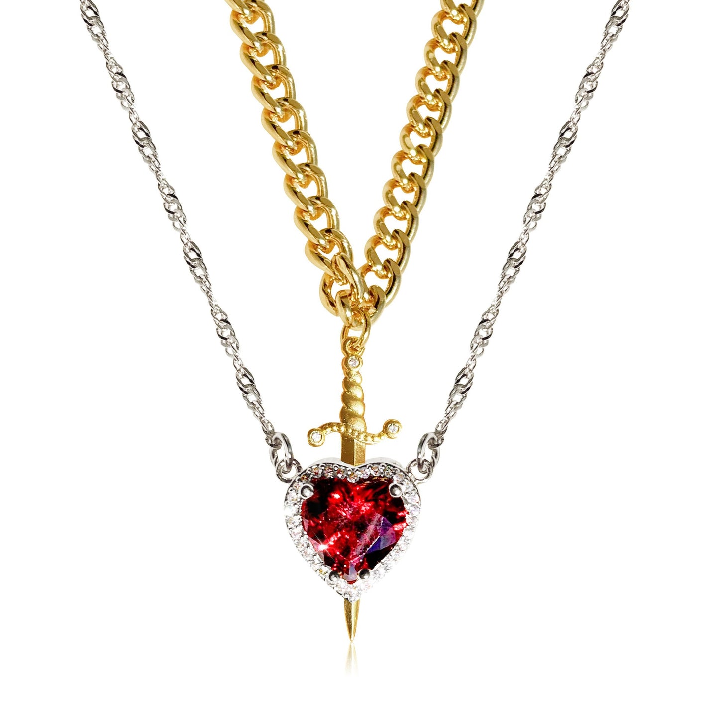 🌹Valentine's Day sale💝Heart and Sword Pendant Necklace - Couple Necklaces