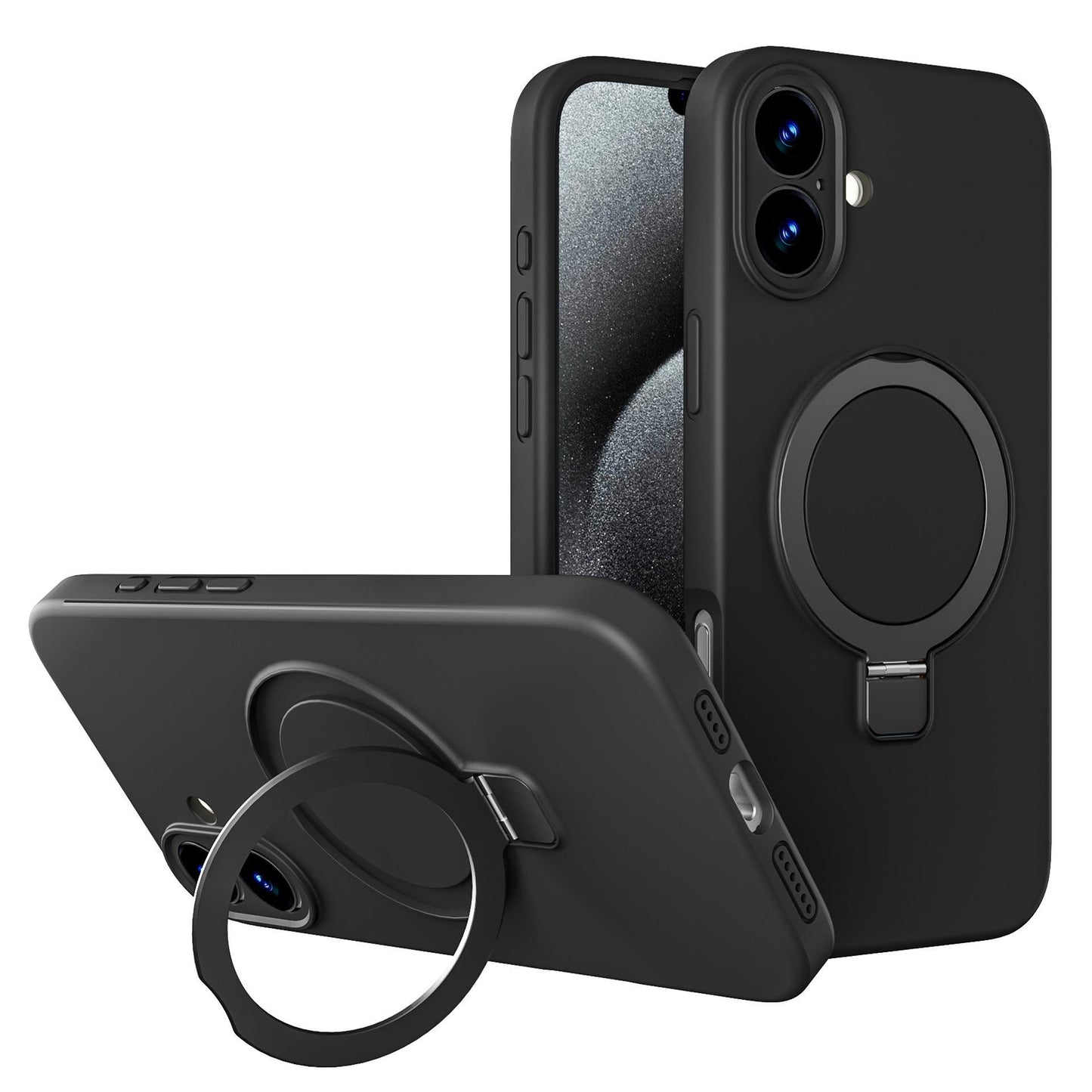Apple Liquid Silicone Ring Phone Case with Magnetic Kickstand – Unmatched Protection and Seamless MagSafe Compatibility