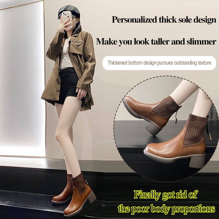 British style stretchy slim Martin boots sock boots