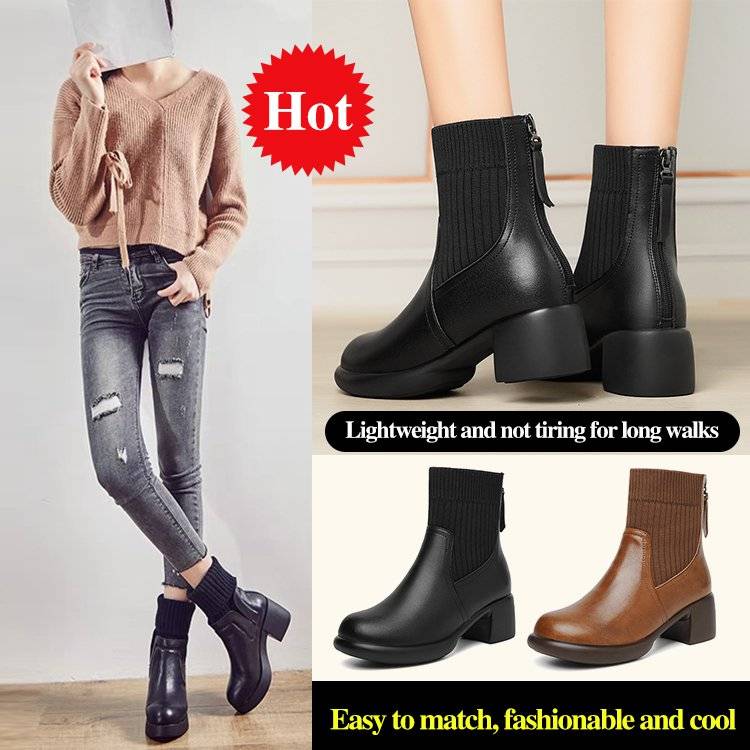 British style stretchy slim Martin boots sock boots