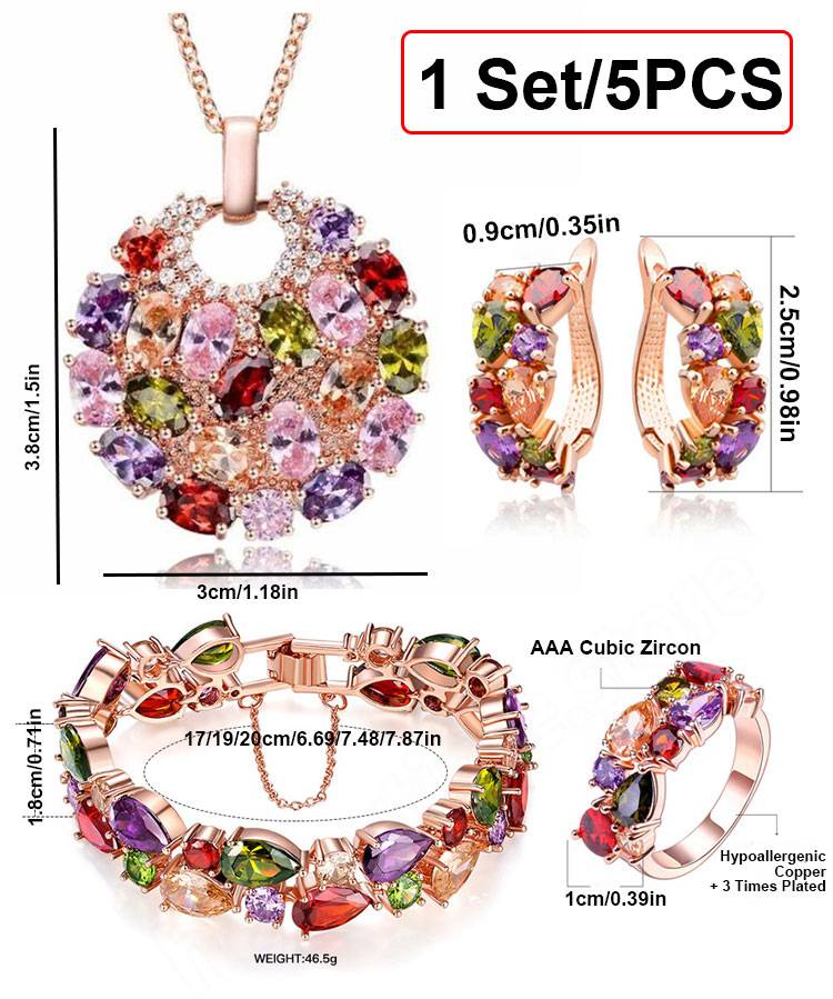 Colored Zircon Jewelry Set