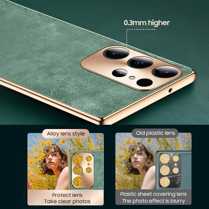 Samsung Series | High-End Luxury Metal Lens Leather Phone Case