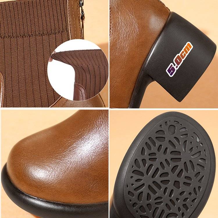British style stretchy slim Martin boots sock boots