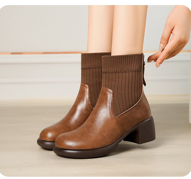 British style stretchy slim Martin boots sock boots