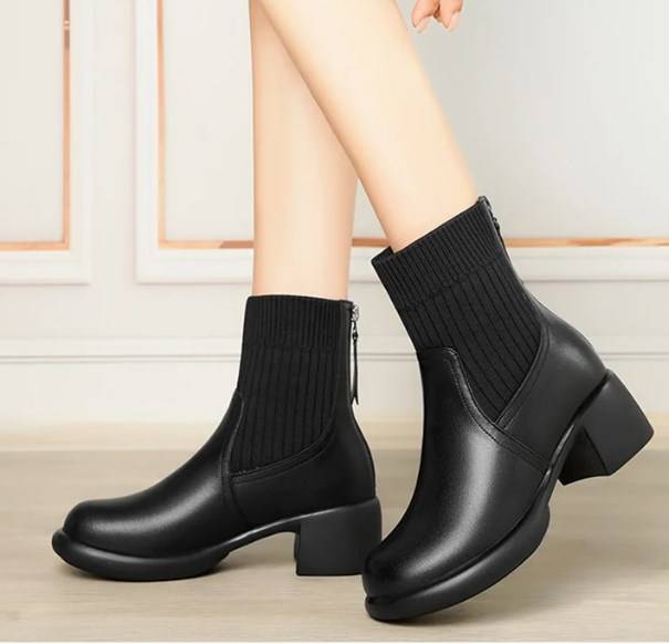British style stretchy slim Martin boots sock boots