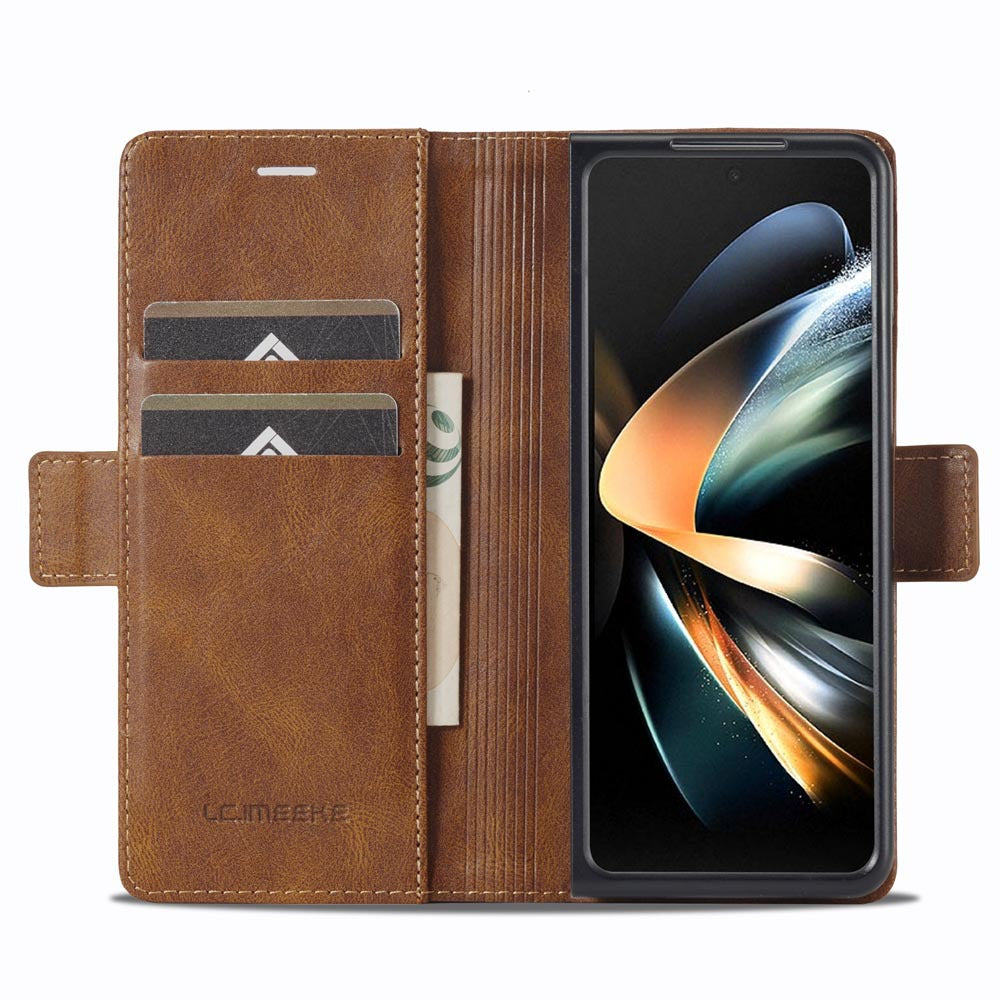 Anti-theft Brush Protective Cover Flip Magnetic Leather Phone Case For Samsung Z Fold Series