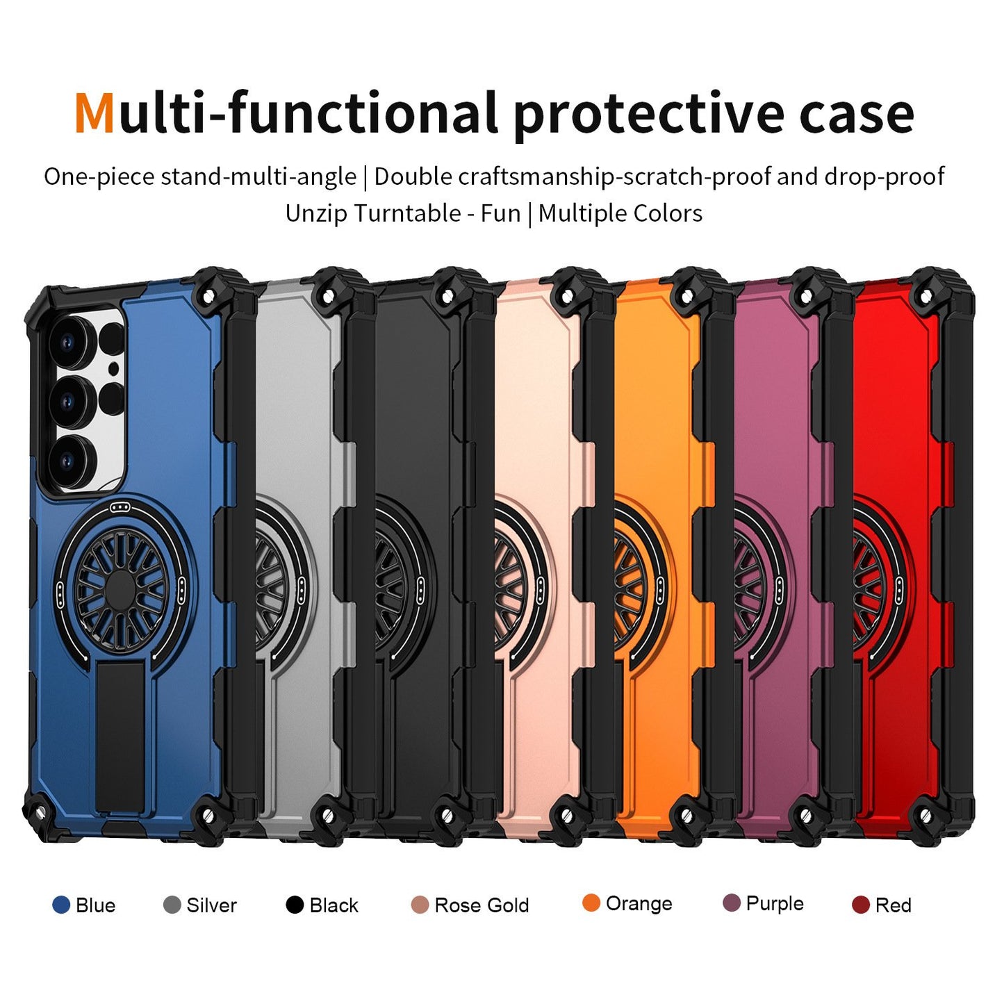 Four-corner Anti-fall Magnetic Bracket Decompression Rotating Gyroscope Case For Samsung