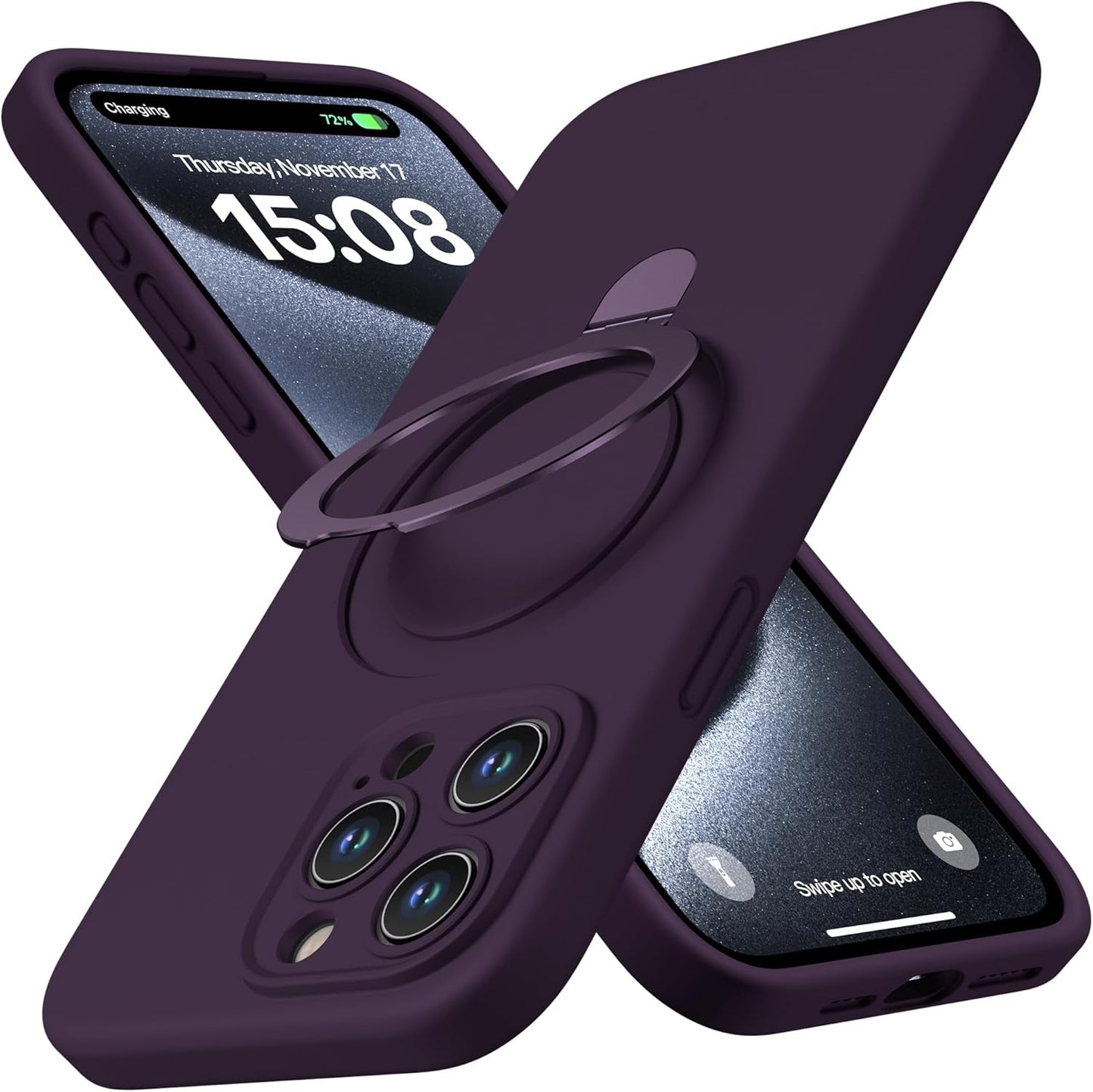 Apple Liquid Silicone Ring Phone Case with Magnetic Kickstand – Unmatched Protection and Seamless MagSafe Compatibility