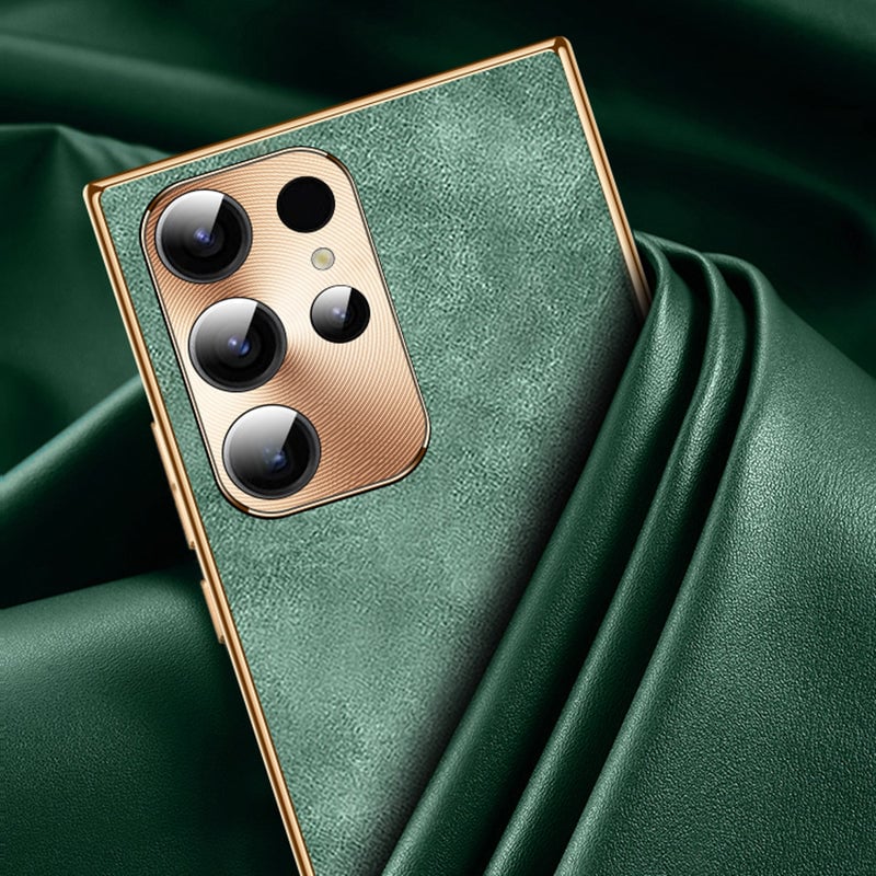 Samsung Series | High-End Luxury Metal Lens Leather Phone Case