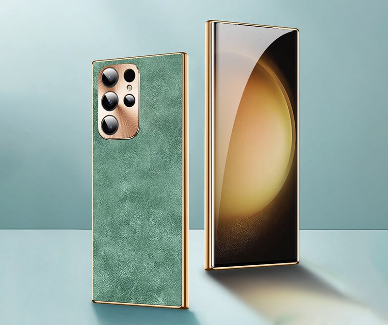 Samsung Series | High-End Luxury Metal Lens Leather Phone Case