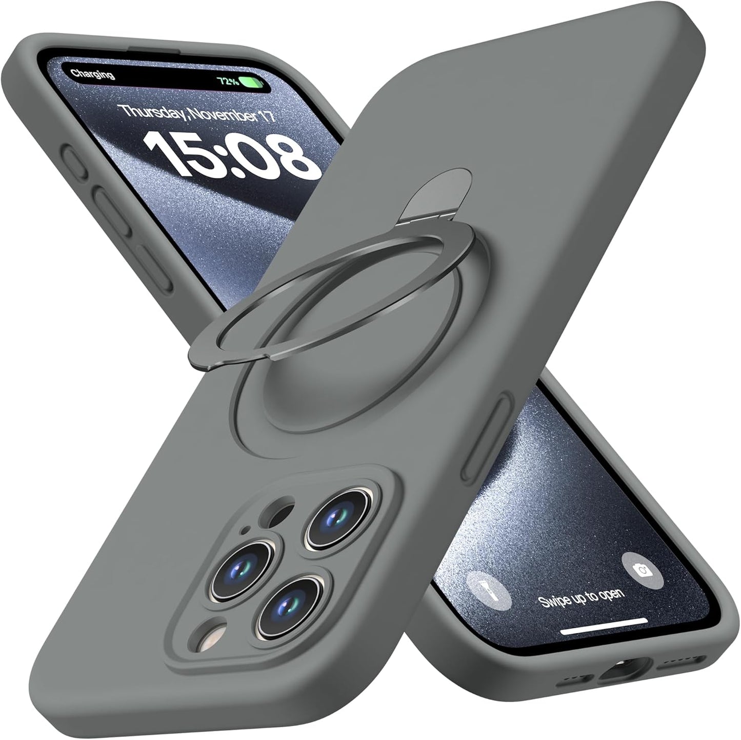 Apple Liquid Silicone Ring Phone Case with Magnetic Kickstand – Unmatched Protection and Seamless MagSafe Compatibility