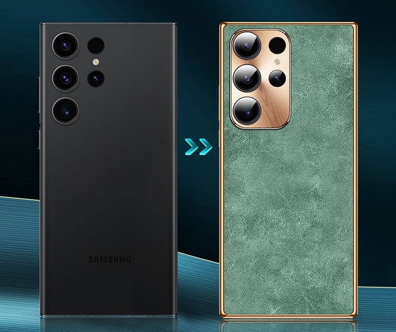 Samsung Series | High-End Luxury Metal Lens Leather Phone Case