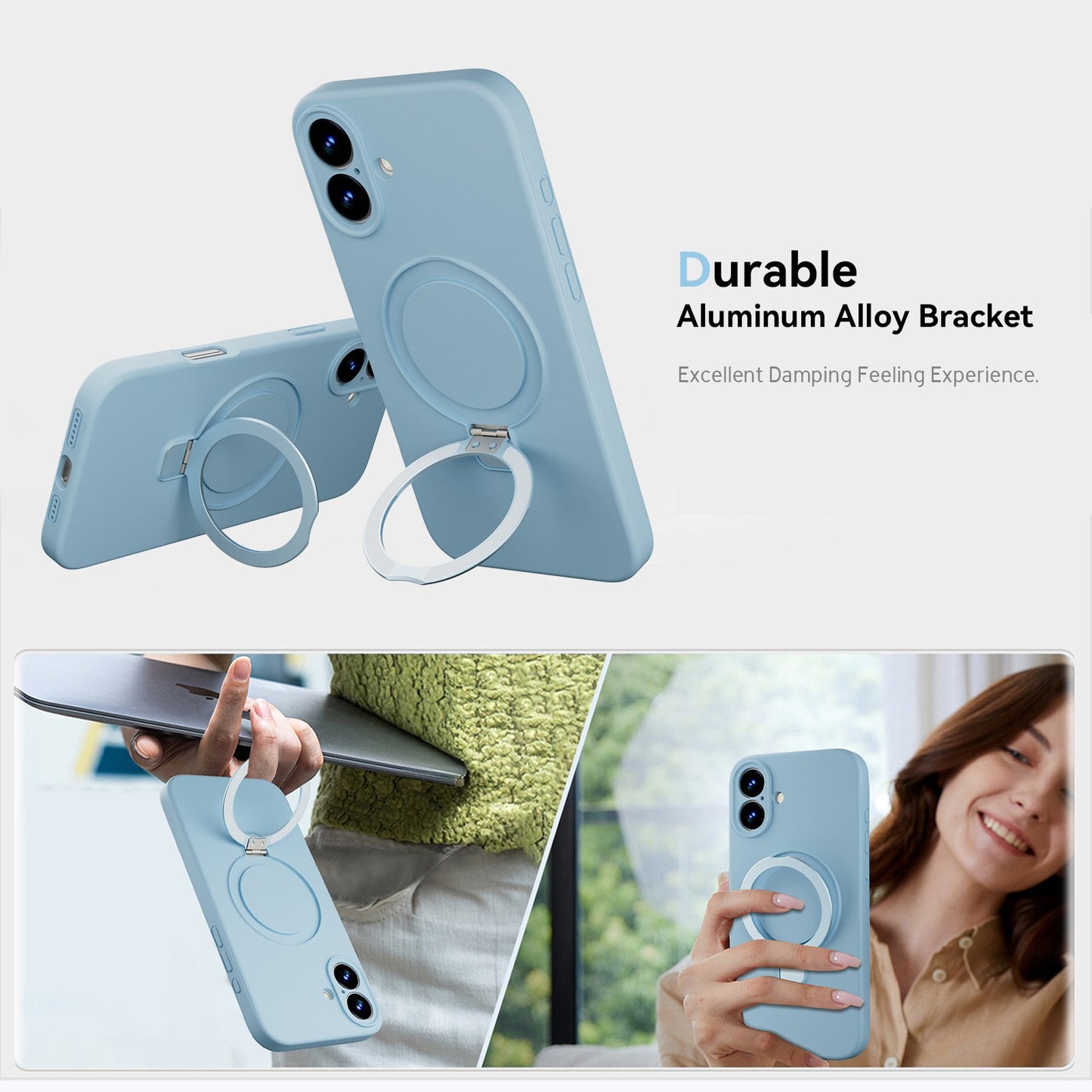 Apple Liquid Silicone Ring Phone Case with Magnetic Kickstand – Unmatched Protection and Seamless MagSafe Compatibility