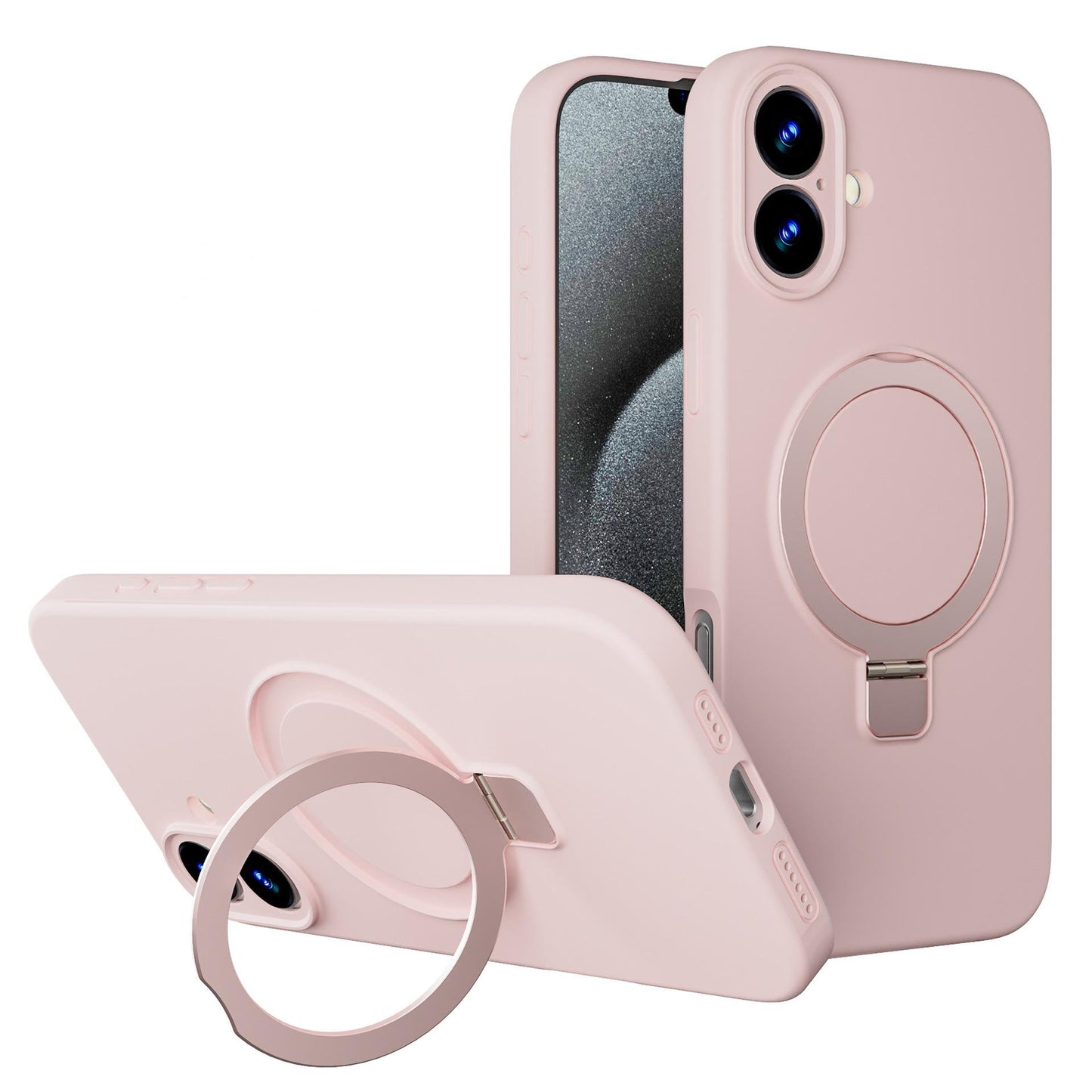 Apple Liquid Silicone Ring Phone Case with Magnetic Kickstand – Unmatched Protection and Seamless MagSafe Compatibility