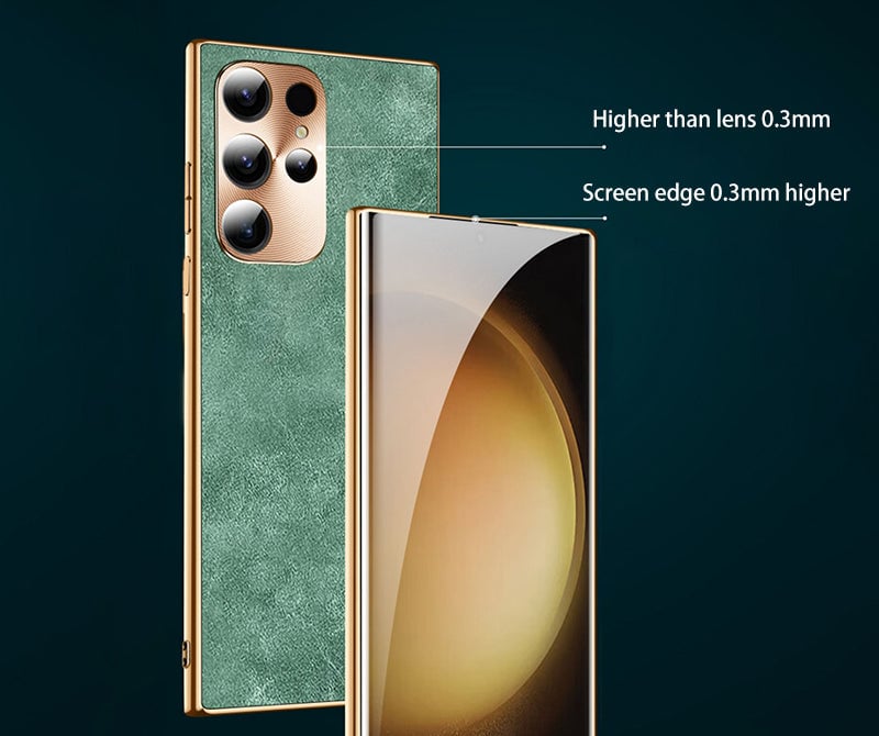Samsung Series | High-End Luxury Metal Lens Leather Phone Case