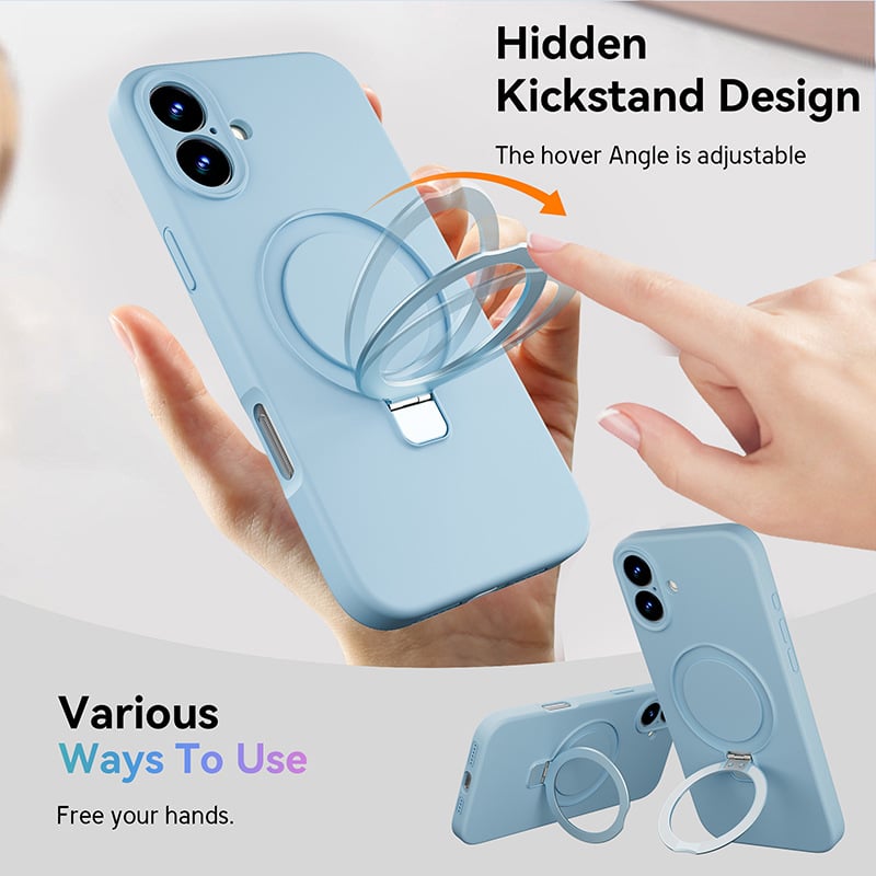 Apple Liquid Silicone Ring Phone Case with Magnetic Kickstand – Unmatched Protection and Seamless MagSafe Compatibility