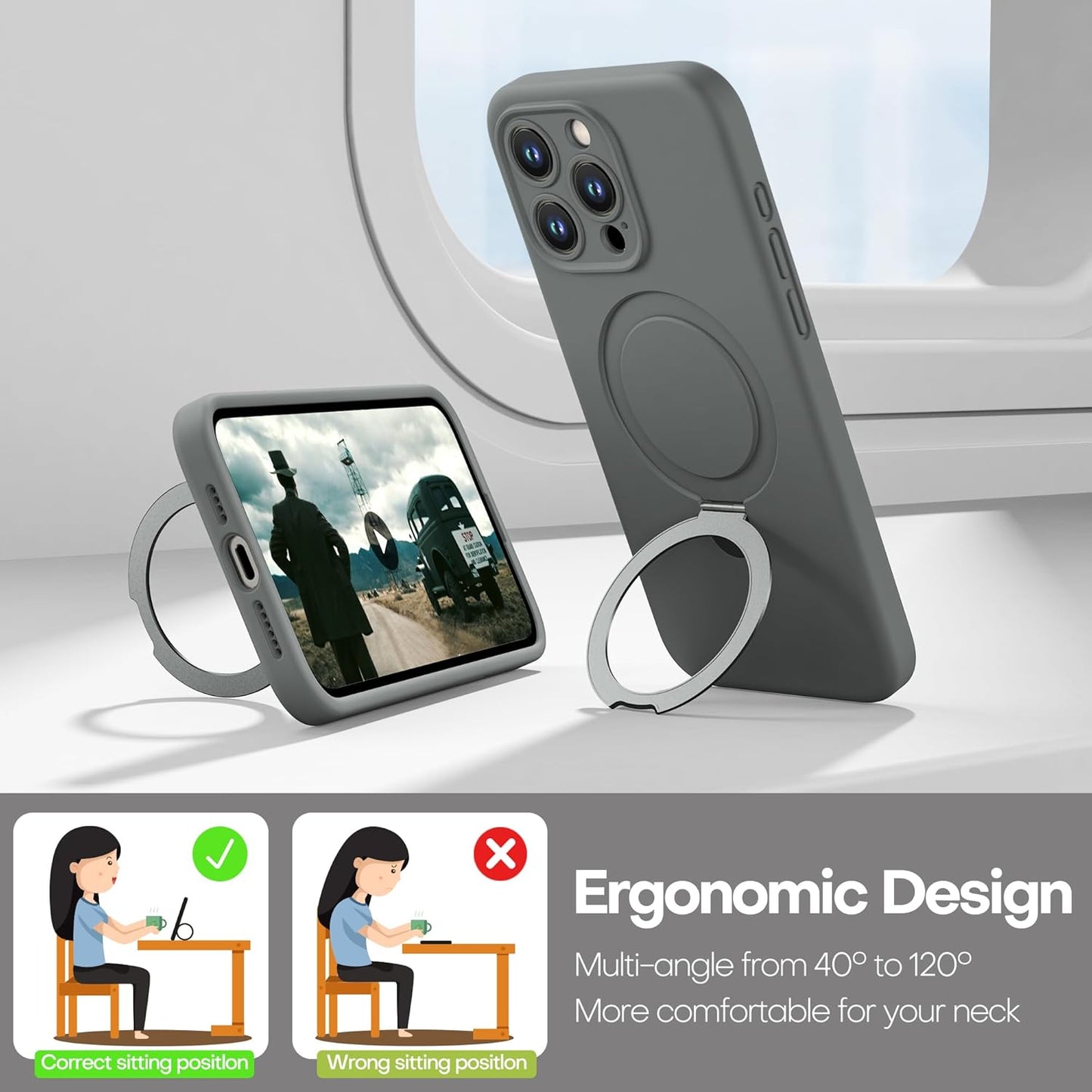 Apple Liquid Silicone Ring Phone Case with Magnetic Kickstand – Unmatched Protection and Seamless MagSafe Compatibility