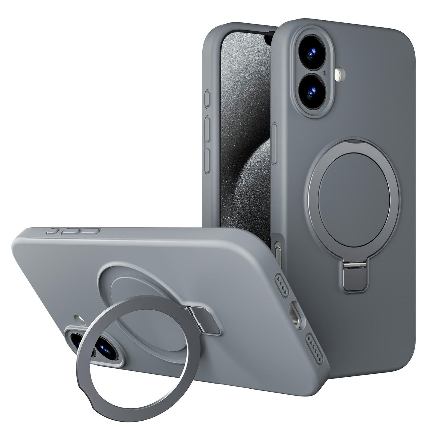 Apple Liquid Silicone Ring Phone Case with Magnetic Kickstand – Unmatched Protection and Seamless MagSafe Compatibility