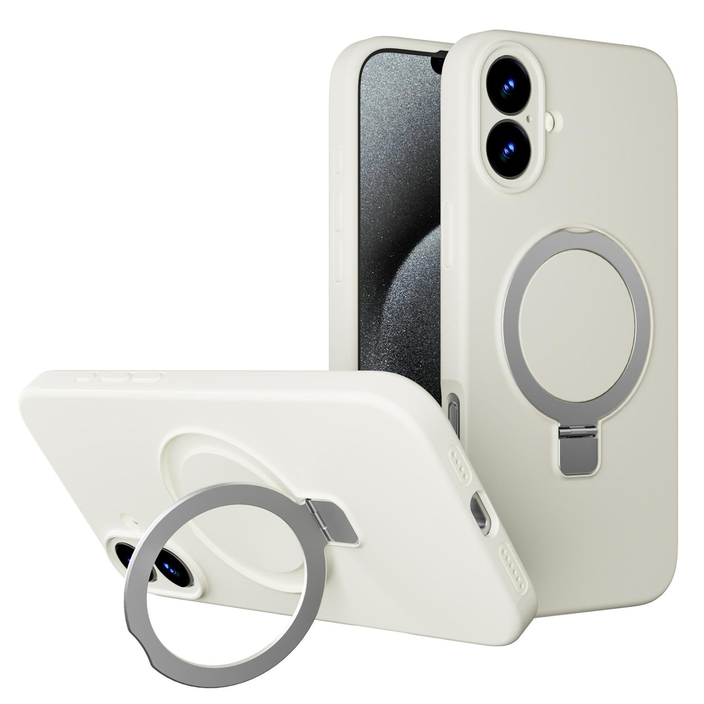 Apple Liquid Silicone Ring Phone Case with Magnetic Kickstand – Unmatched Protection and Seamless MagSafe Compatibility