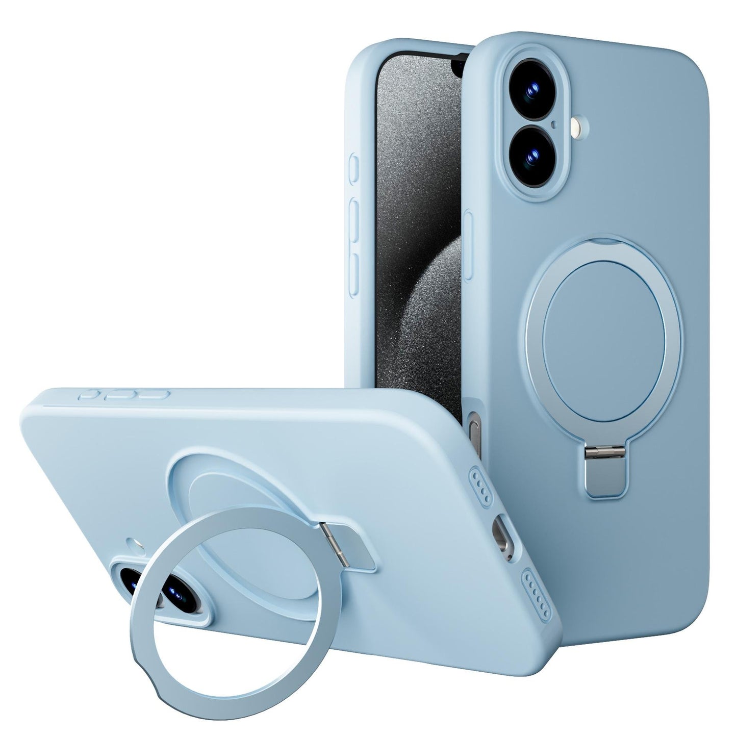 Apple Liquid Silicone Ring Phone Case with Magnetic Kickstand – Unmatched Protection and Seamless MagSafe Compatibility