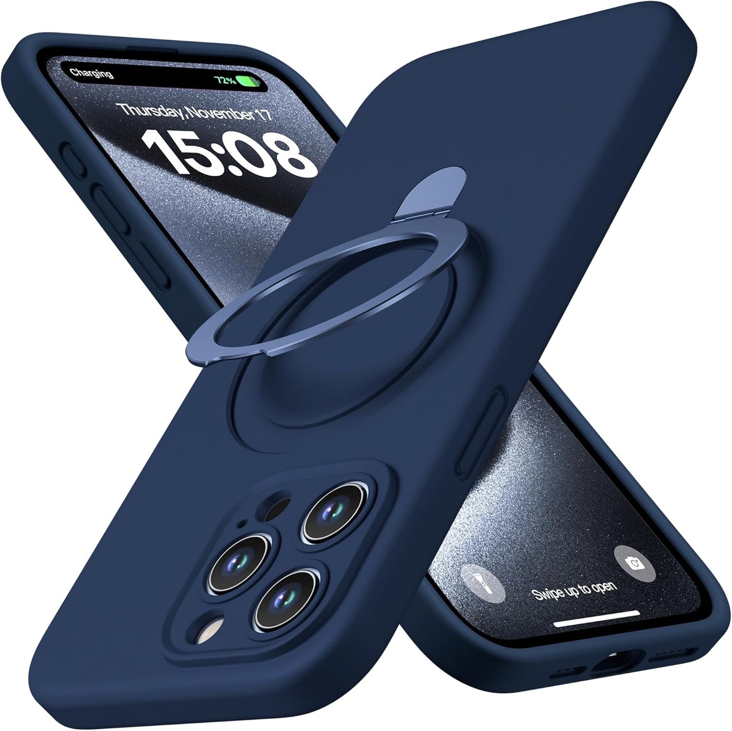 Apple Liquid Silicone Ring Phone Case with Magnetic Kickstand – Unmatched Protection and Seamless MagSafe Compatibility