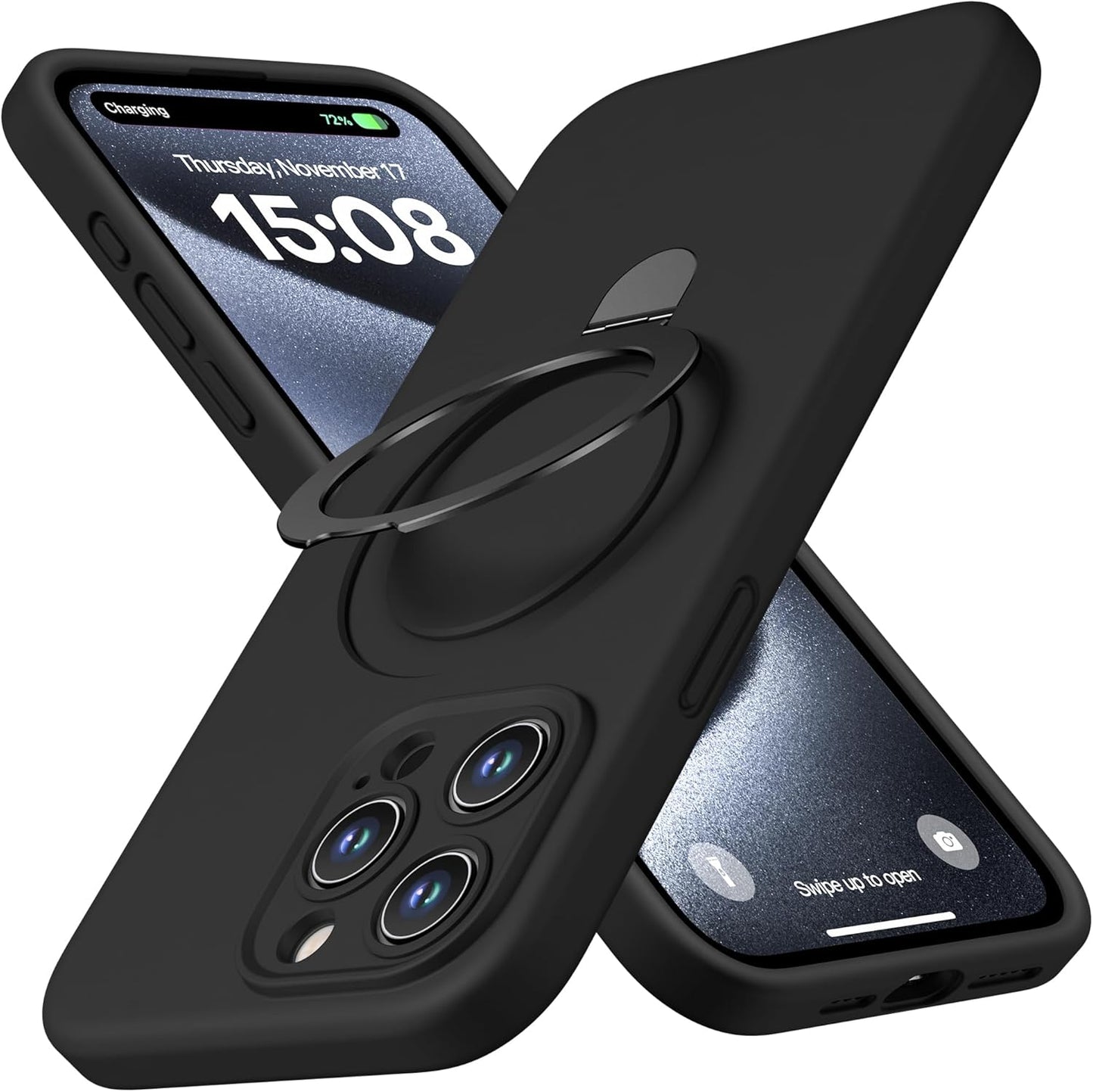 Apple Liquid Silicone Ring Phone Case with Magnetic Kickstand – Unmatched Protection and Seamless MagSafe Compatibility