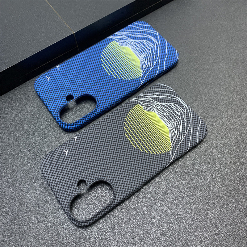 Sea Moon Carbon Fiber Pattern Apple Phone Case