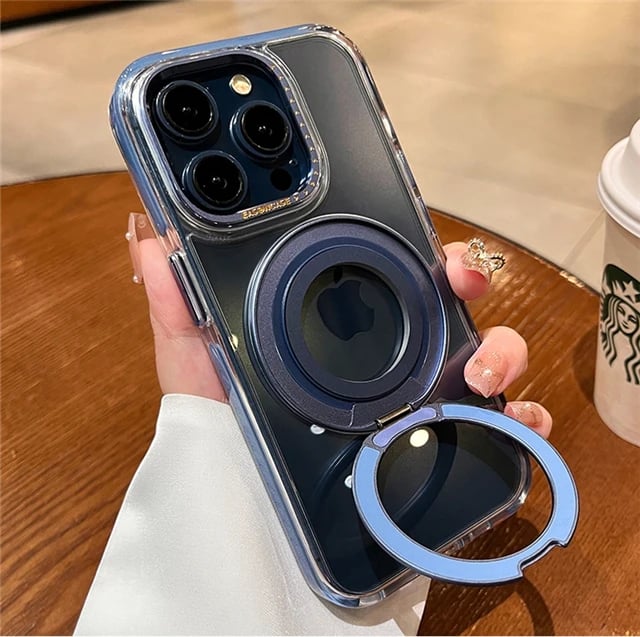 Luxury Magsafe Magnetic Transparent 360°Rotating Holder Stand Phone Case