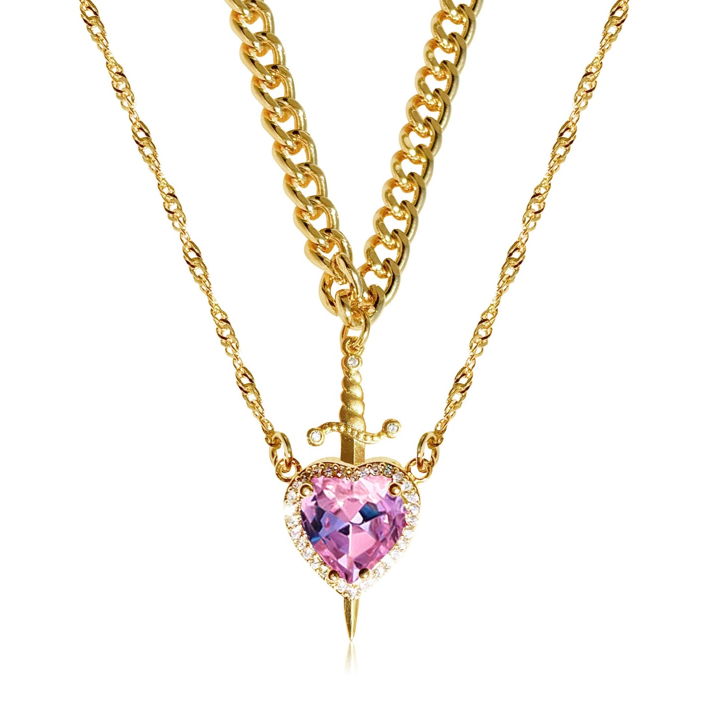 🌹Valentine's Day sale💝Heart and Sword Pendant Necklace - Couple Necklaces