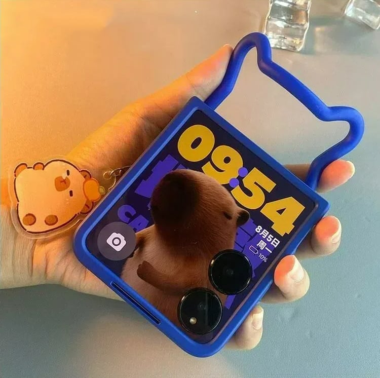 Cartoon Portable Cat Phone Case for Galaxy Z Flip6/Flip5/Flip4/Flip3
