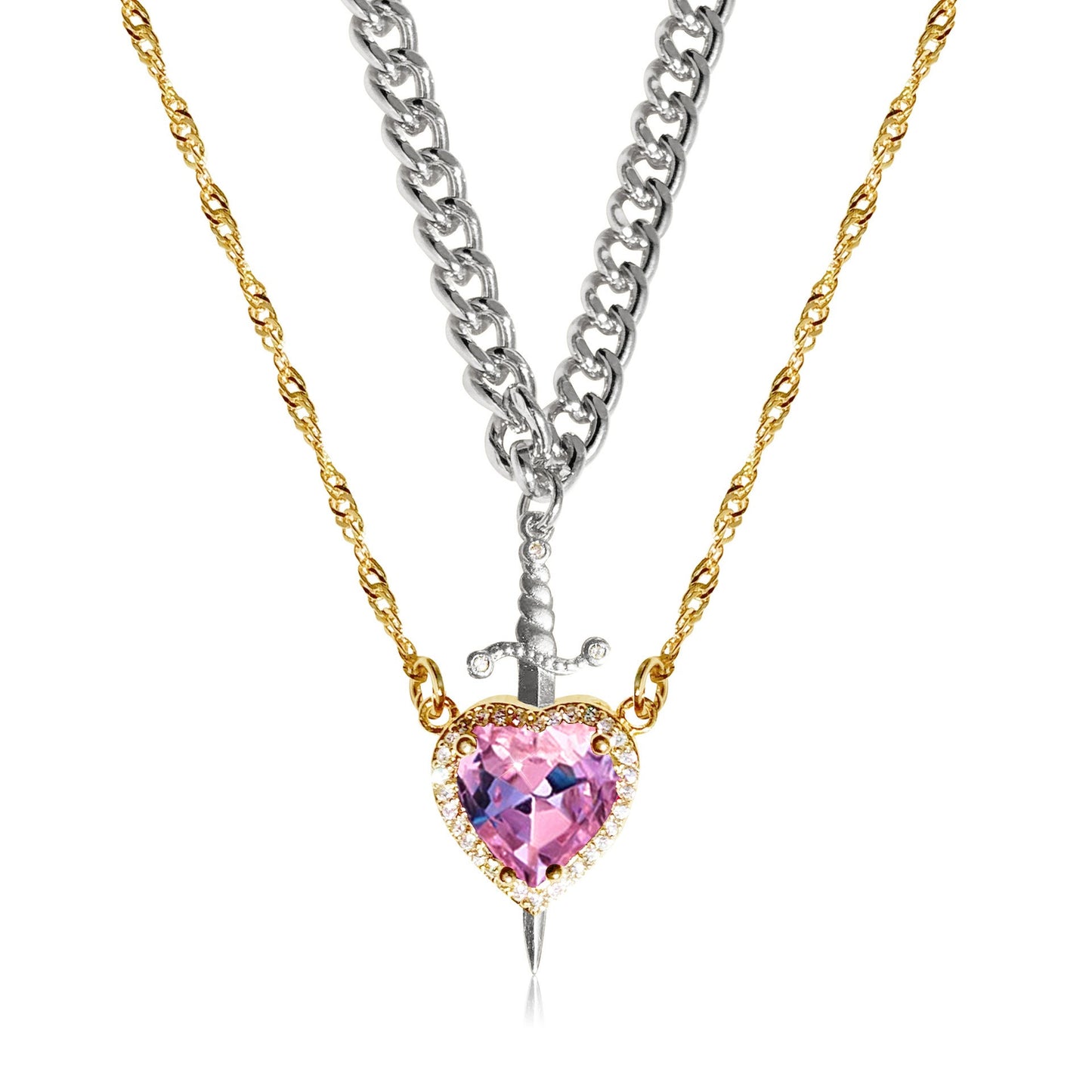 🌹Valentine's Day sale💝Heart and Sword Pendant Necklace - Couple Necklaces