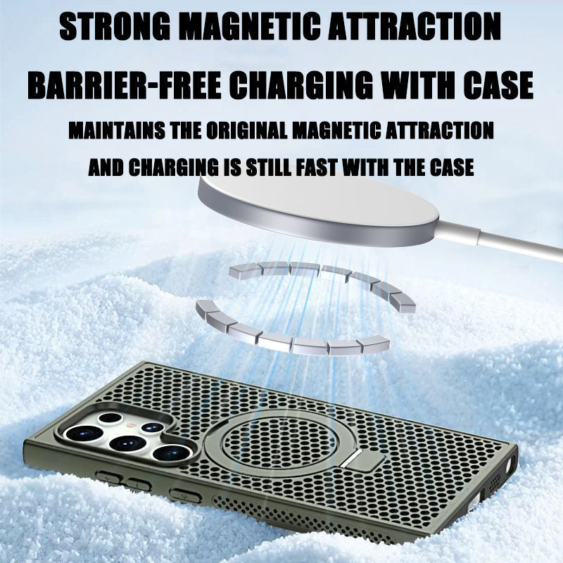 Suitable For Samsung S24/S23/S22 Mobile Phone Case Cooling Magnetic Bracket Breathable Honeycomb