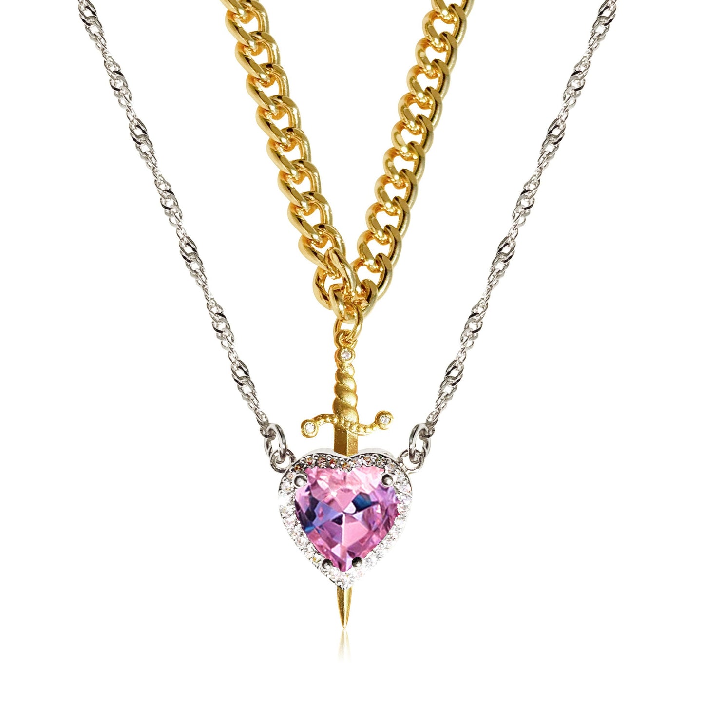 🌹Valentine's Day sale💝Heart and Sword Pendant Necklace - Couple Necklaces