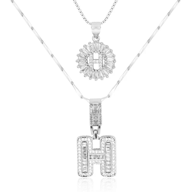 2 Pack - Initial Letter Pendant Necklaces