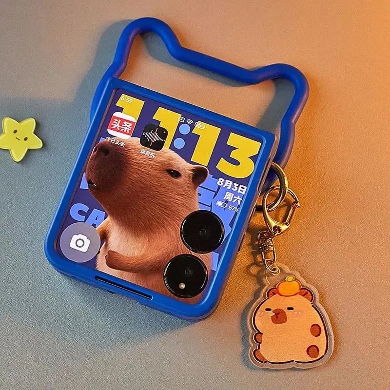 Cartoon Portable Cat Phone Case for Galaxy Z Flip6/Flip5/Flip4/Flip3