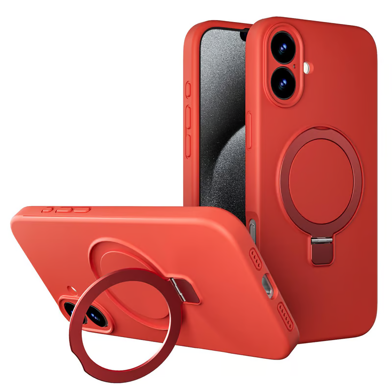 Apple Liquid Silicone Ring Phone Case with Magnetic Kickstand – Unmatched Protection and Seamless MagSafe Compatibility