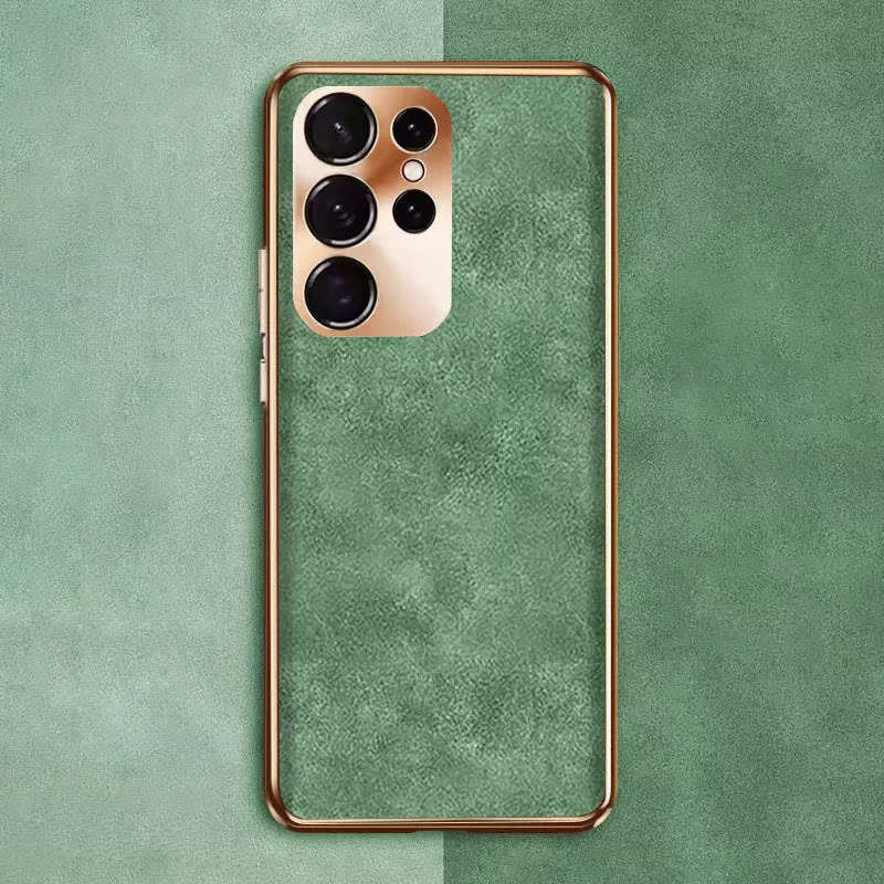 Samsung Series | High-End Luxury Metal Lens Leather Phone Case