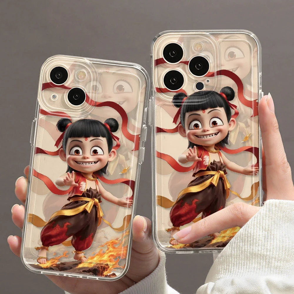 Nezha 2 Cartoon Transparent Phone Case for iPhone
